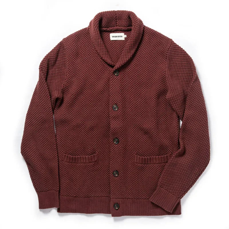 The Crawford Sweater in Burgundy sold by Taylor Stitch