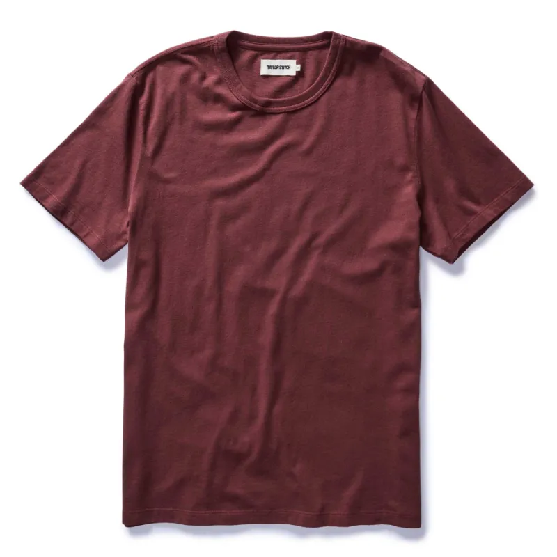 The Organic Cotton Tee in Dried Cherry sold by Taylor Stitch