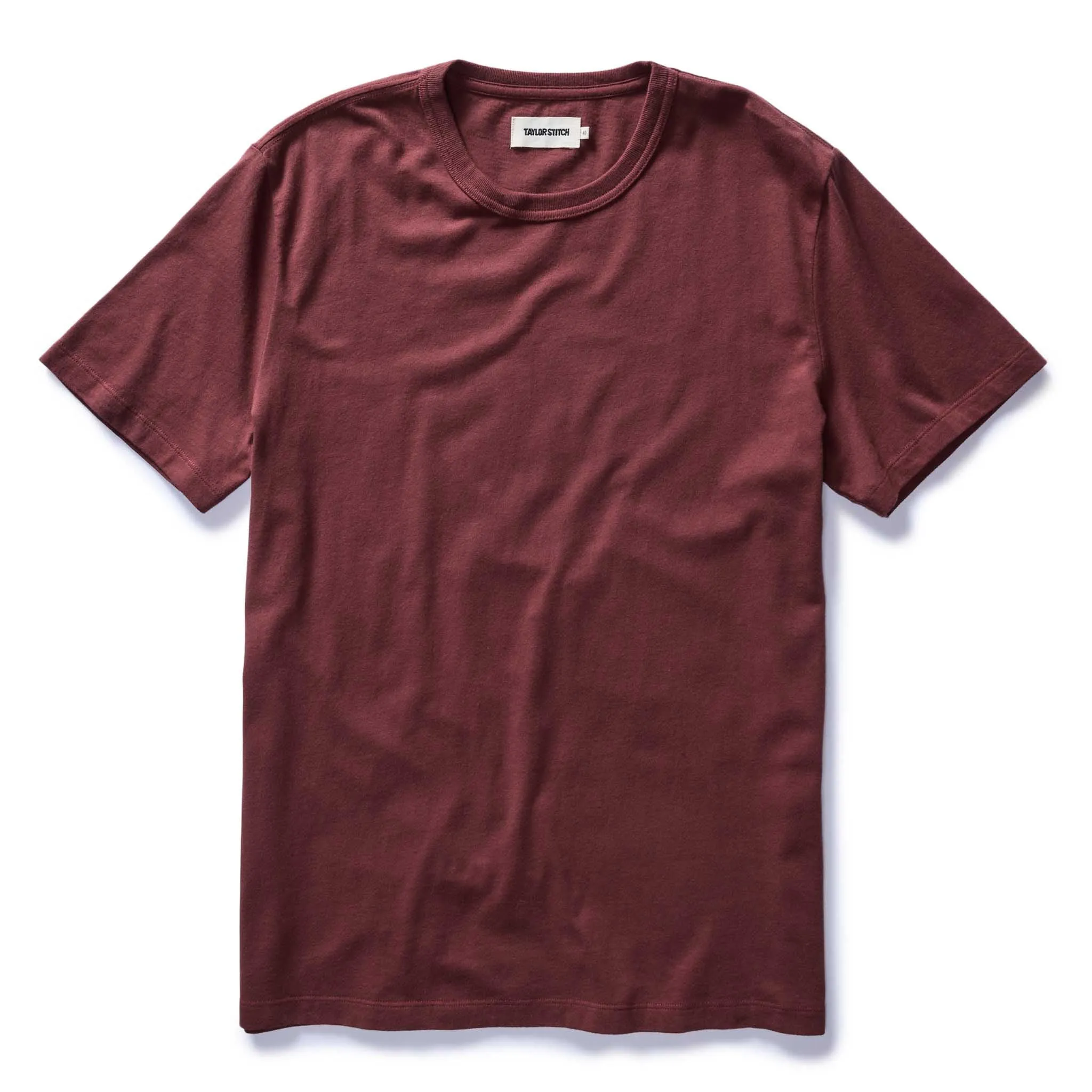 The Organic Cotton Tee in Dried Cherry sold by Taylor Stitch