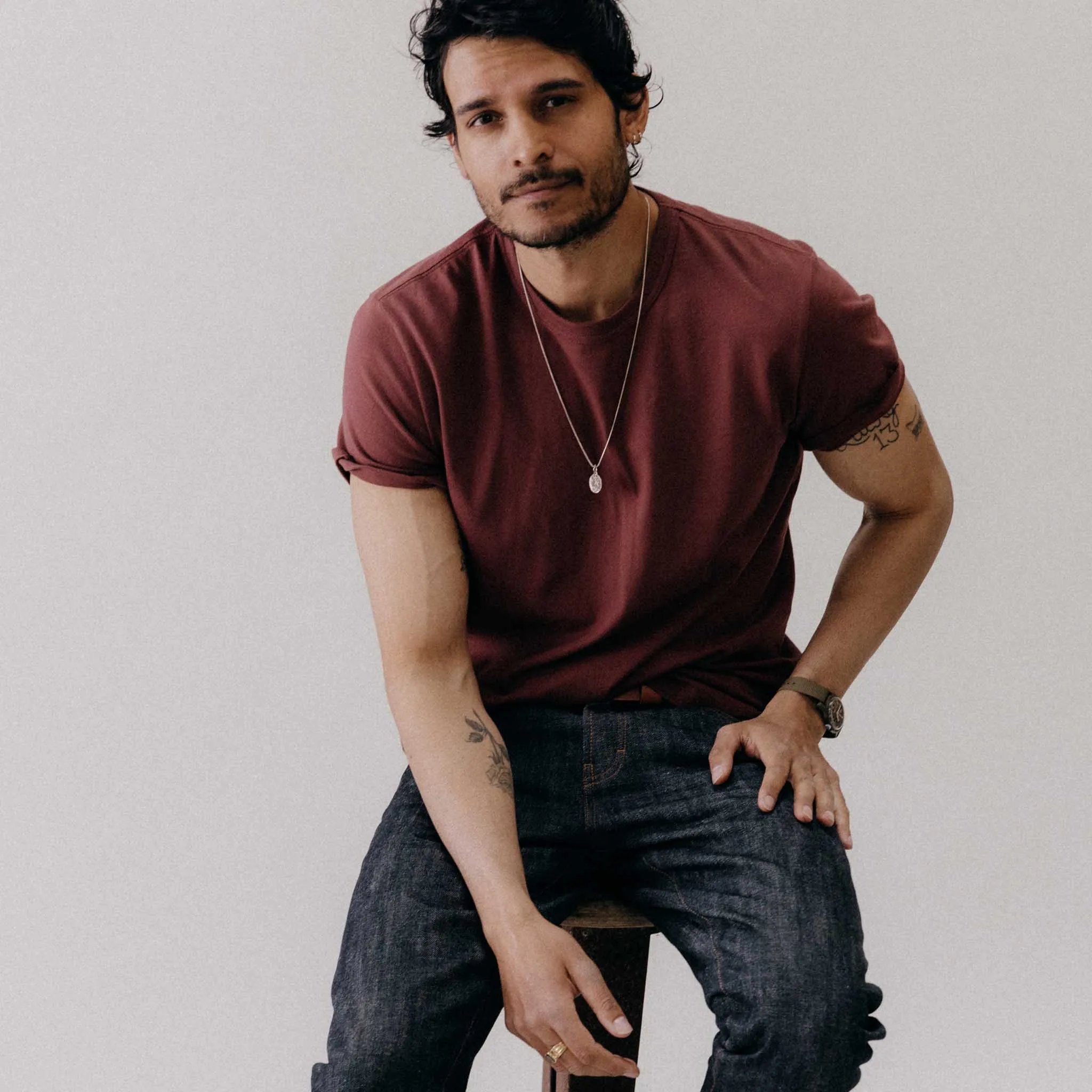 The Organic Cotton Tee in Dried Cherry sold by Taylor Stitch product image thumbnail 4