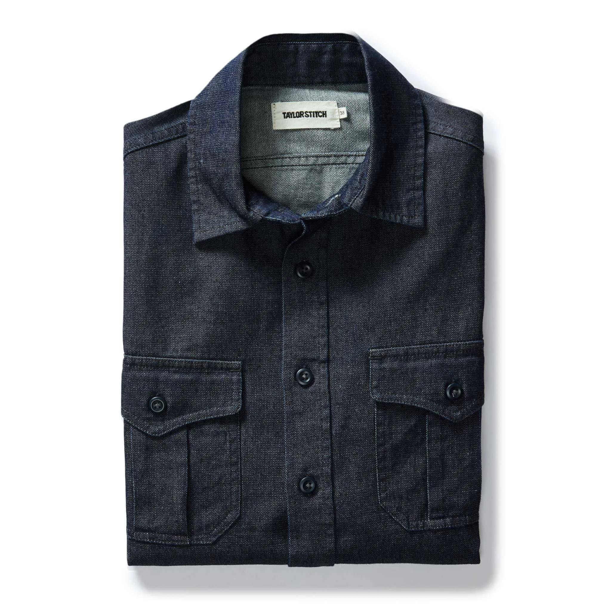 The Saddler Shirt in Indigo Broken Twill sold by Taylor Stitch