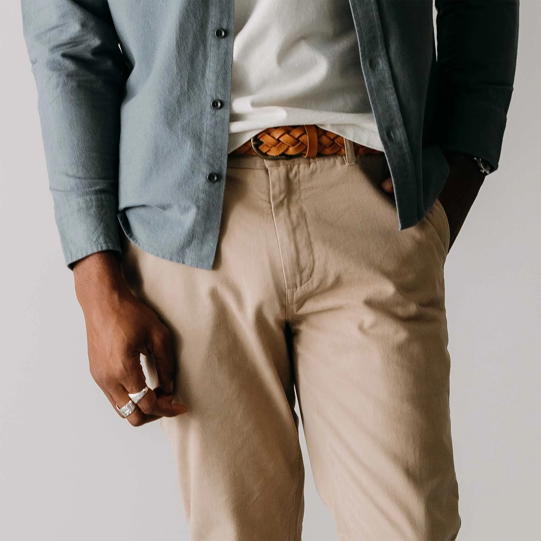 The Slim Foundation Pant in Organic Khaki sold by Taylor Stitch product image thumbnail 3