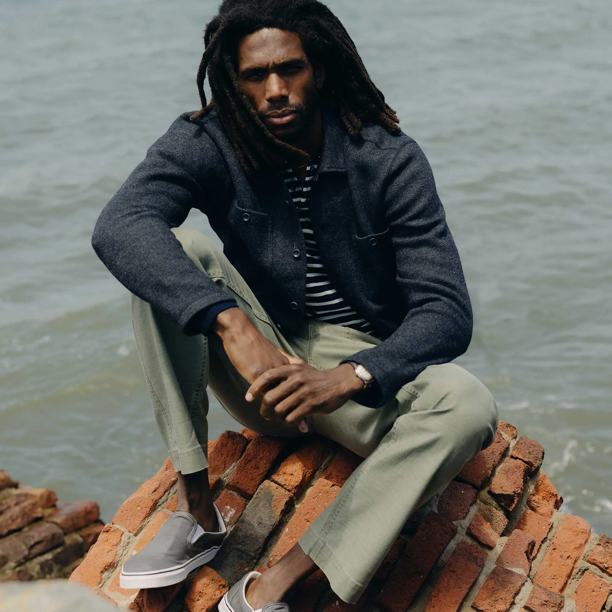 The Evans Overshirt in Navy Birdseye Wool sold by Taylor Stitch product image thumbnail 2