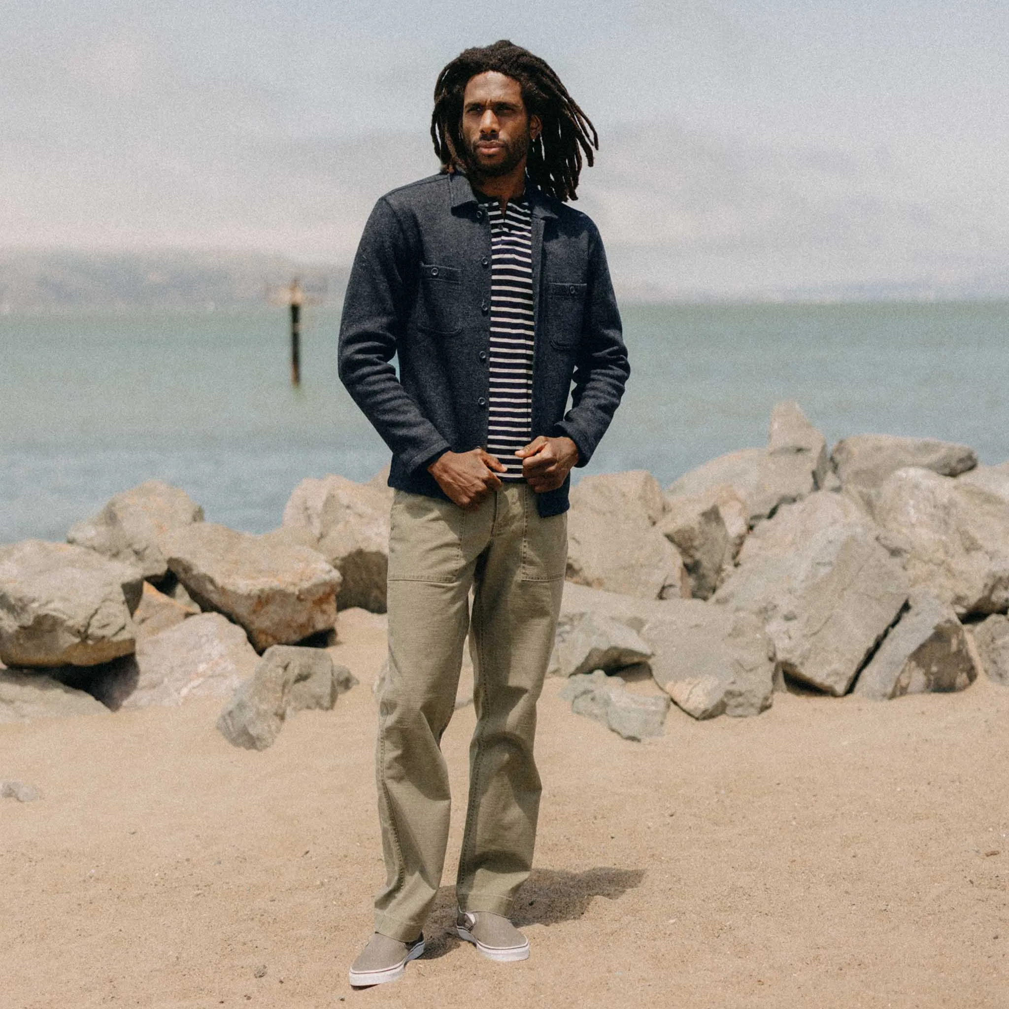 The Evans Overshirt in Navy Birdseye Wool sold by Taylor Stitch product image thumbnail 3