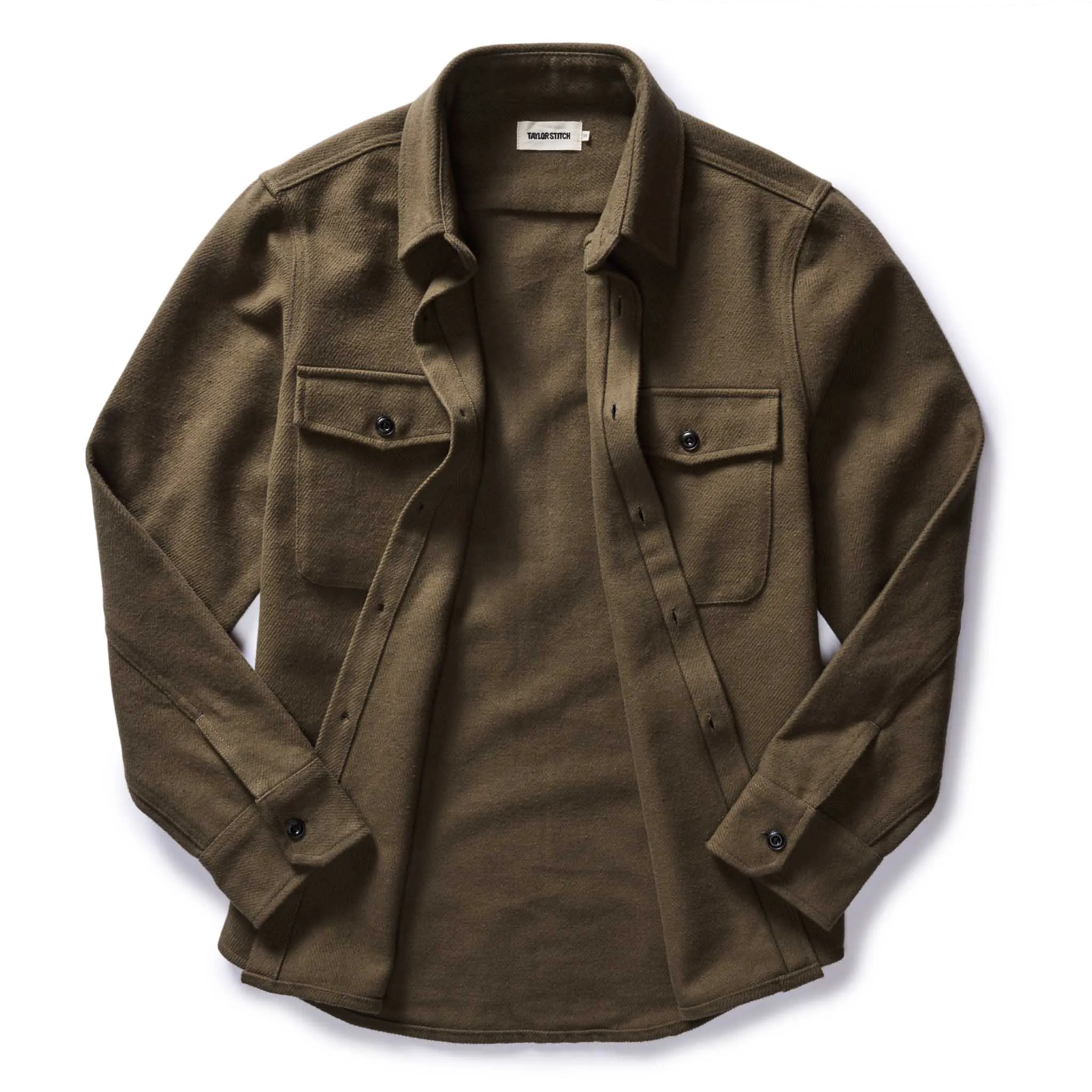 The Maritime Shirt Jacket in Fatigue Olive Moleskin Twill sold by Taylor Stitch product image thumbnail 5