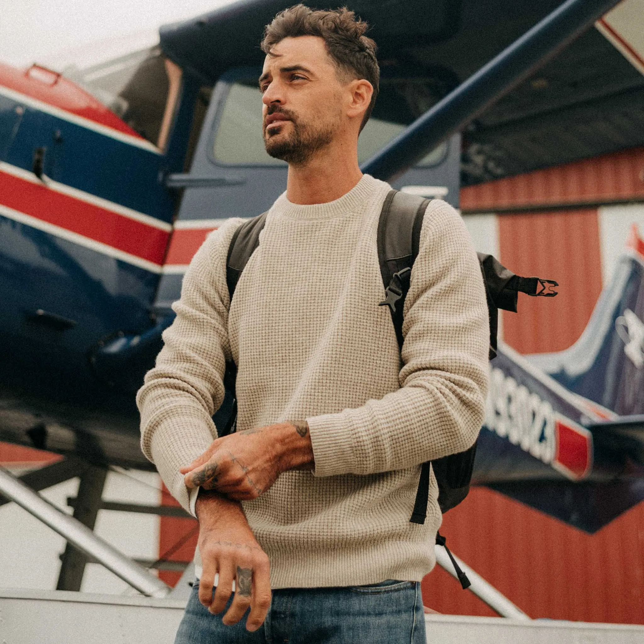 The Sidecountry Crew in Heather Fog Merino Waffle sold by Taylor Stitch product image thumbnail 2