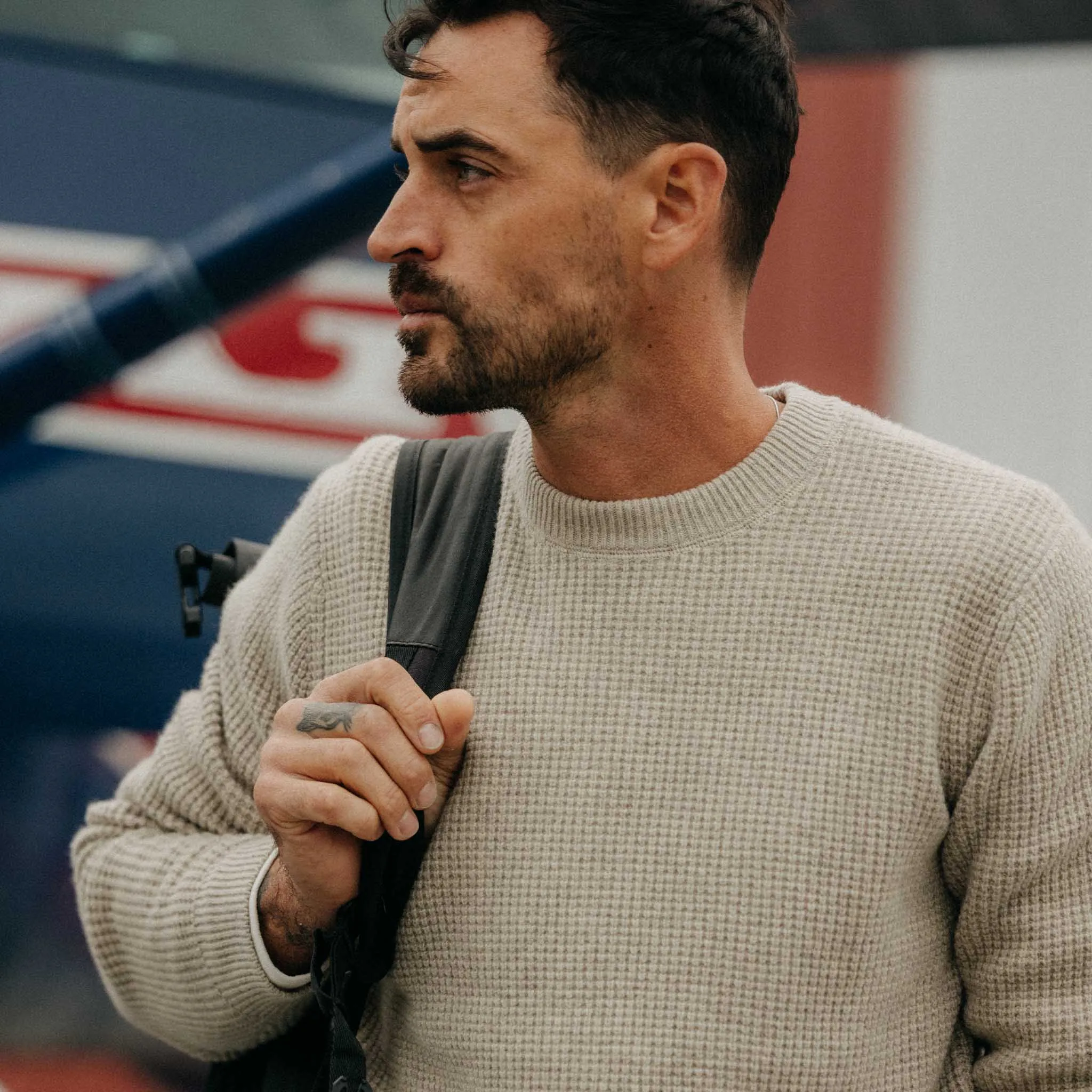 The Sidecountry Crew in Heather Fog Merino Waffle sold by Taylor Stitch product image thumbnail 3