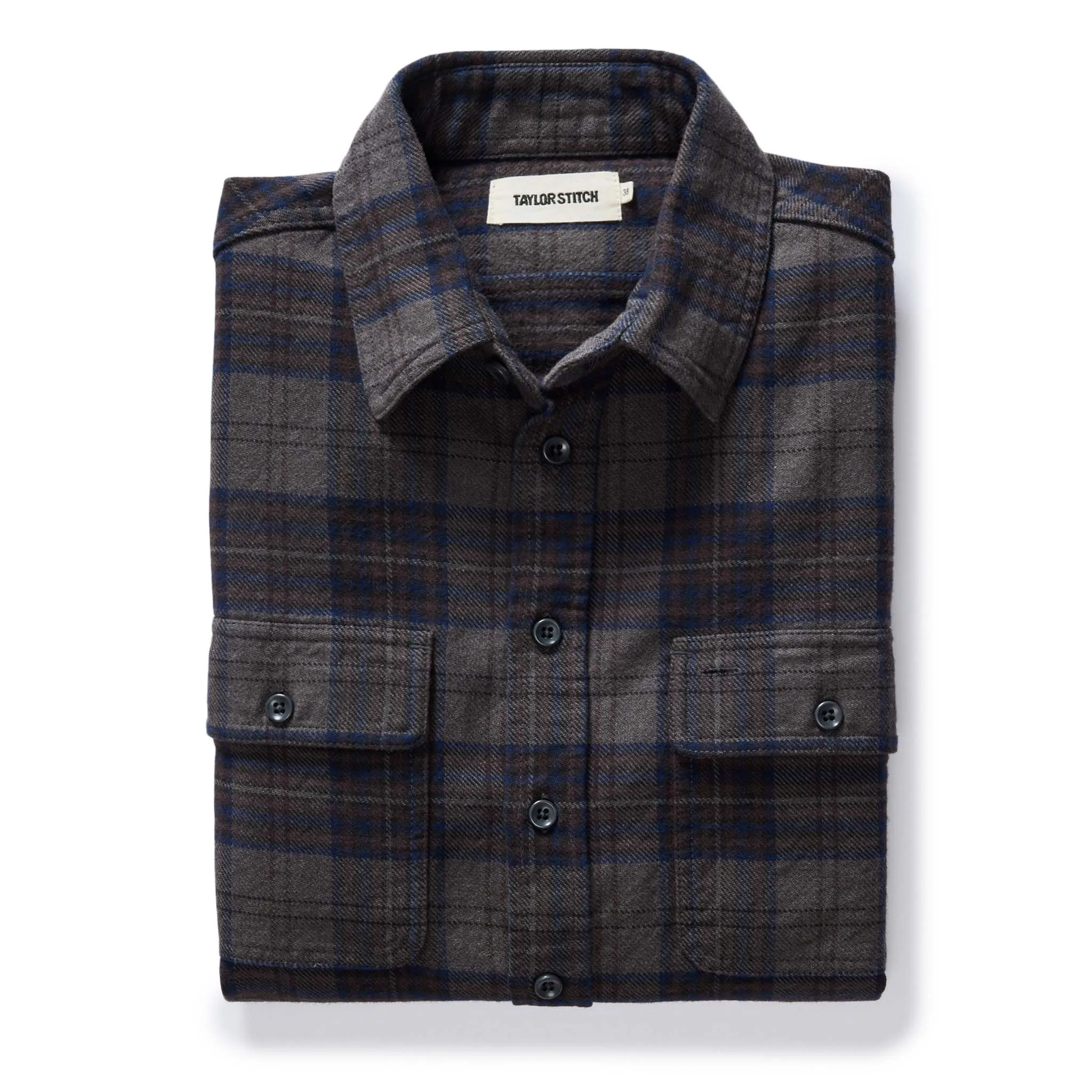 The Ledge Shirt in Heather Granite Plaid sold by Taylor Stitch