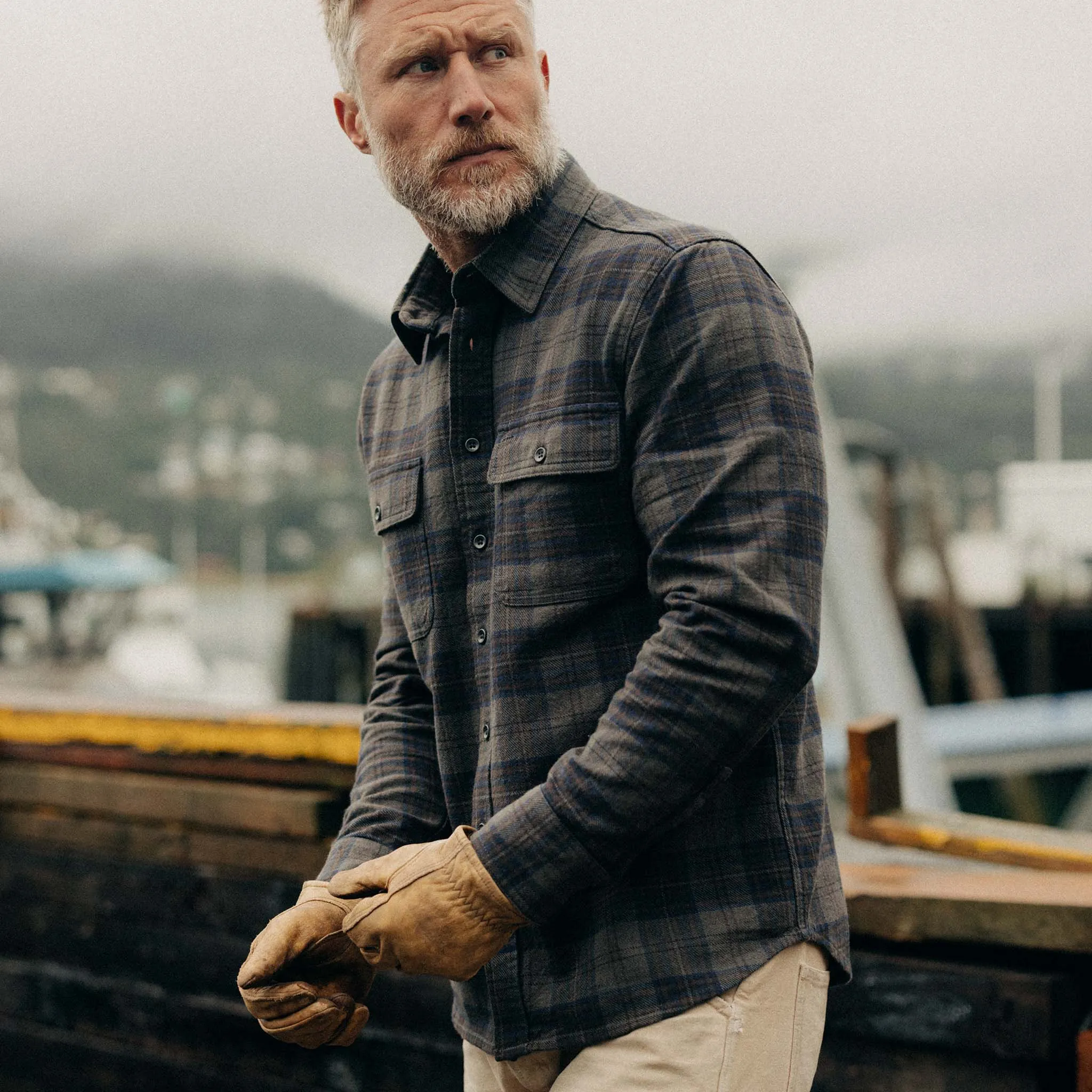 The Ledge Shirt in Heather Granite Plaid sold by Taylor Stitch product image thumbnail 5