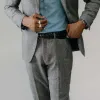 The Stevens Trouser in Slate Herringbone Wool sold by Taylor Stitch