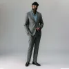 The Stevens Trouser in Slate Herringbone Wool sold by Taylor Stitch