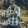 The Moto Utility Shirt in Blue Buffalo Plaid sold by Taylor Stitch