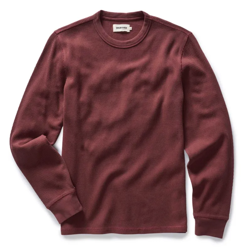The Organic Cotton Crew in Burgundy Waffle sold by Taylor Stitch