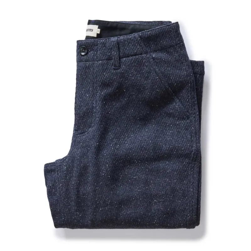 The Carnegie Pant in Navy Nep Wool sold by Taylor Stitch