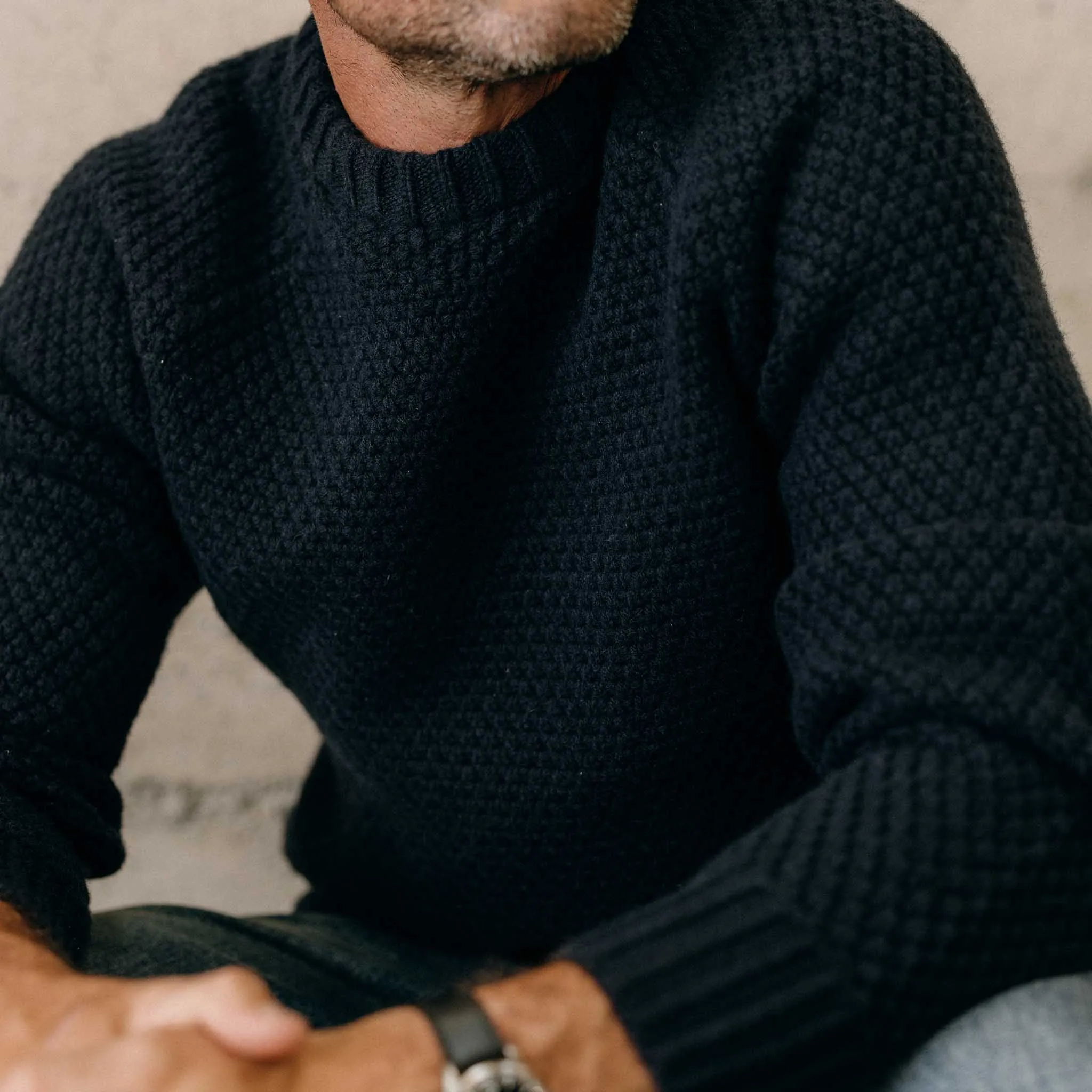The Fisherman Sweater in Dark Navy Merino sold by Taylor Stitch product image thumbnail 3