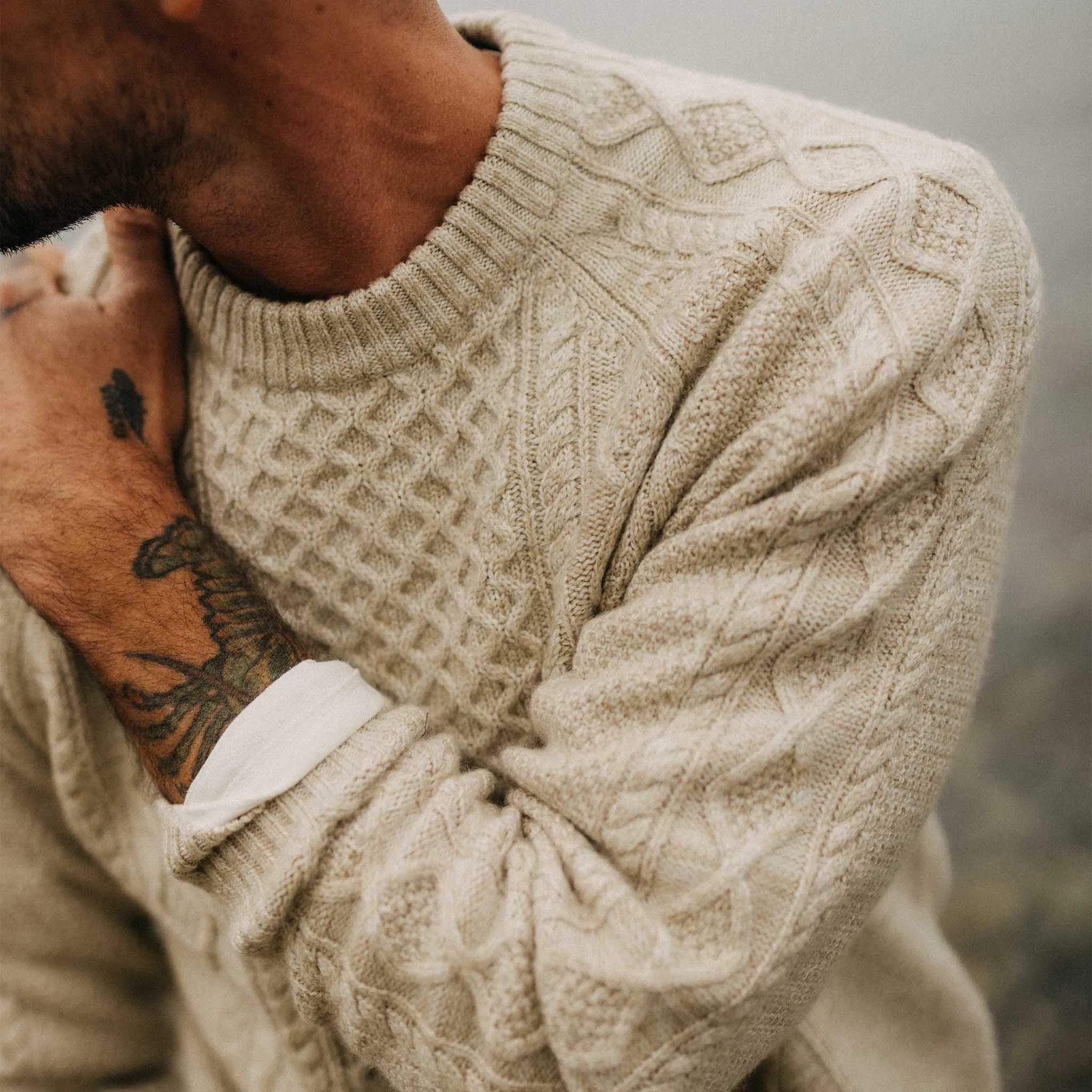 The Orr Sweater in Marled Oat Merino sold by Taylor Stitch product image thumbnail 3