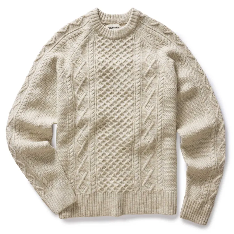 The Orr Sweater in Marled Oat Merino sold by Taylor Stitch