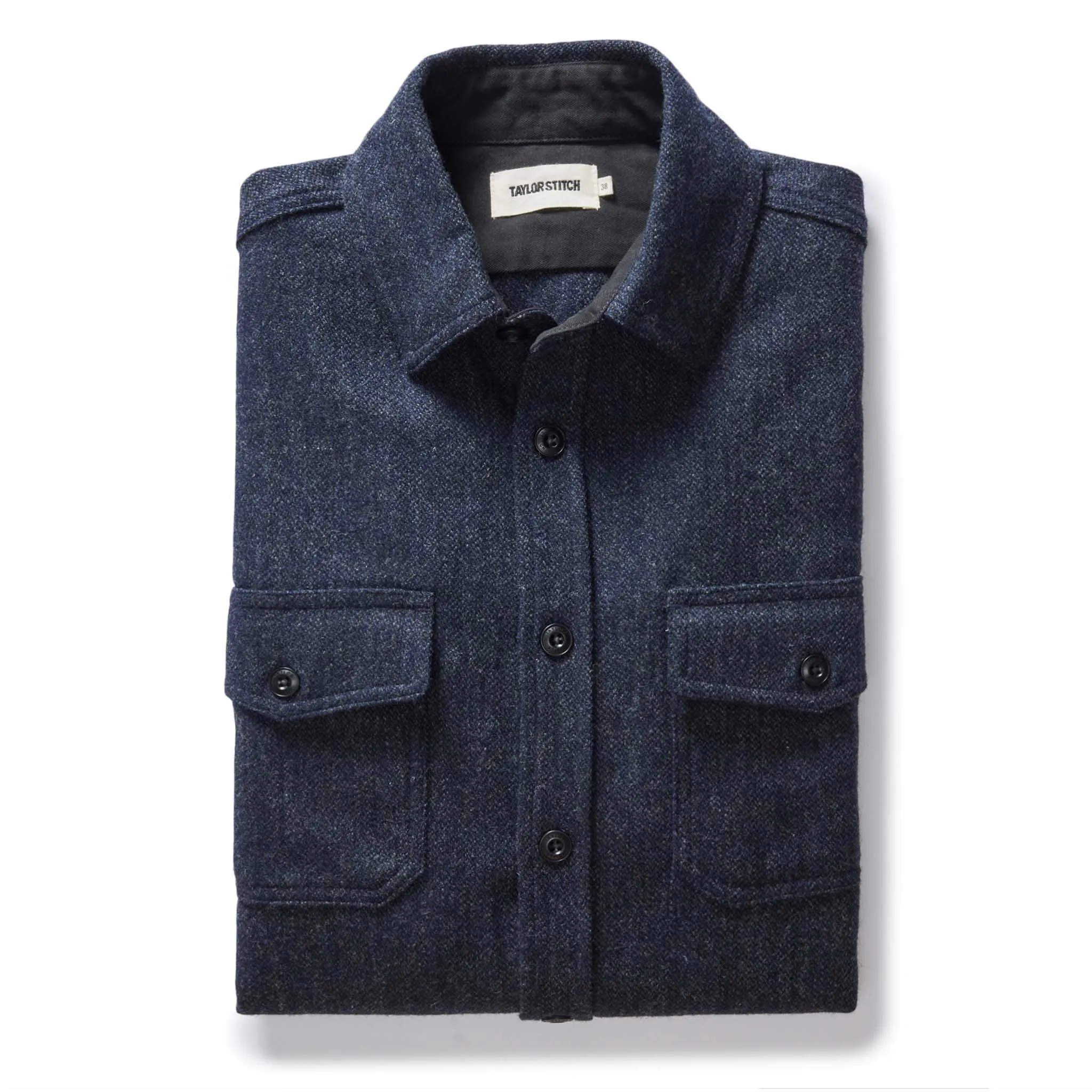 The CPO Shirt in Marine Tweed Wool sold by Taylor Stitch