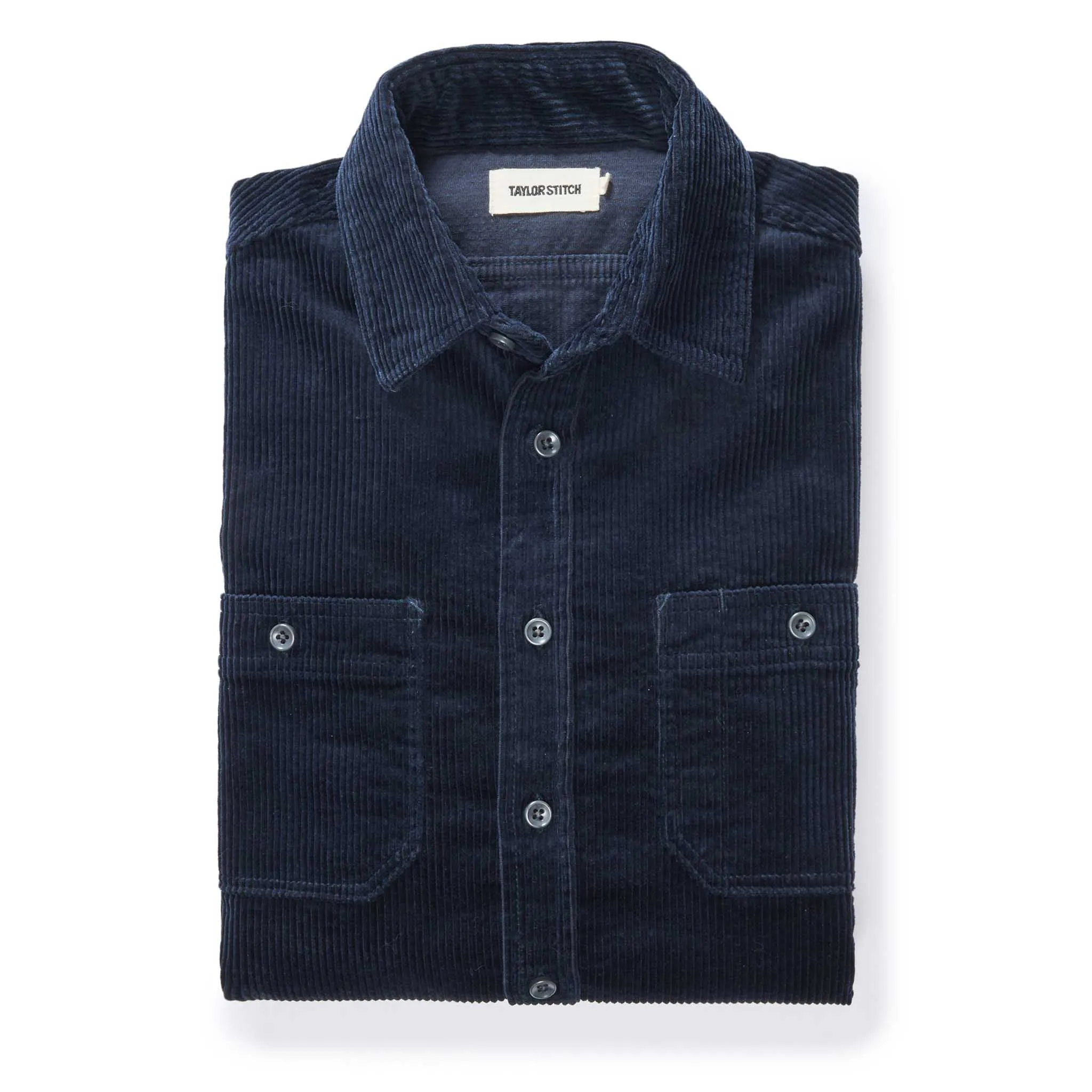 The Utility Shirt in Dark Navy Corduroy sold by Taylor Stitch