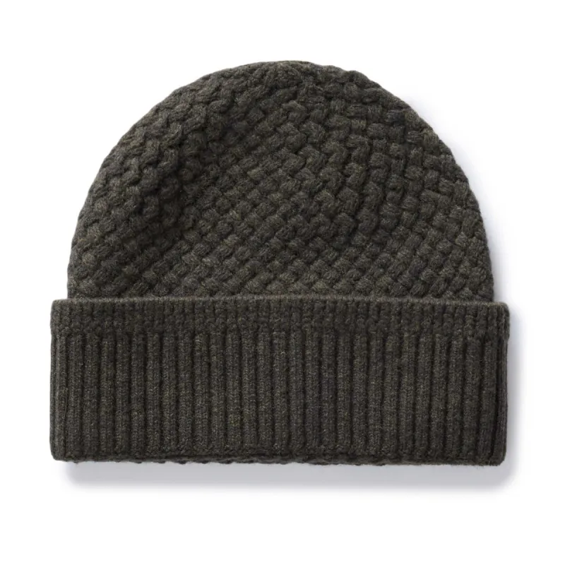 The Textured Knit Beanie in Heather Loden Merino sold by Taylor Stitch