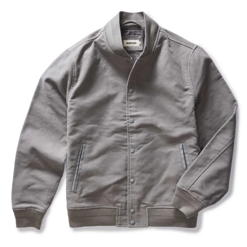 The Campus Jacket in Grey Moleskin sold by Taylor Stitch