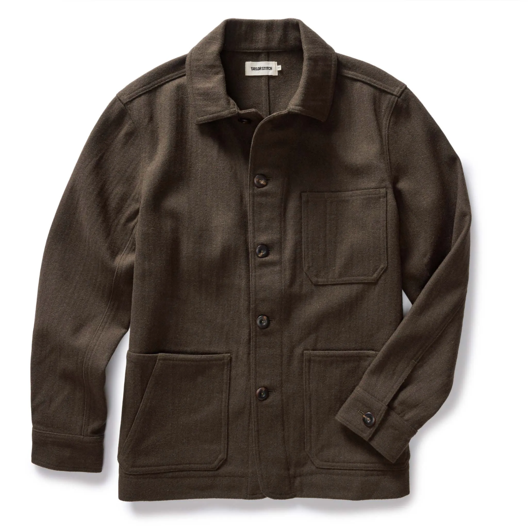 The Ojai Jacket in Army Herringbone Wool sold by Taylor Stitch
