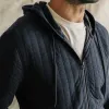 The Apres Zip Hoodie in Heather Midnight Quilted Jersey sold by Taylor Stitch