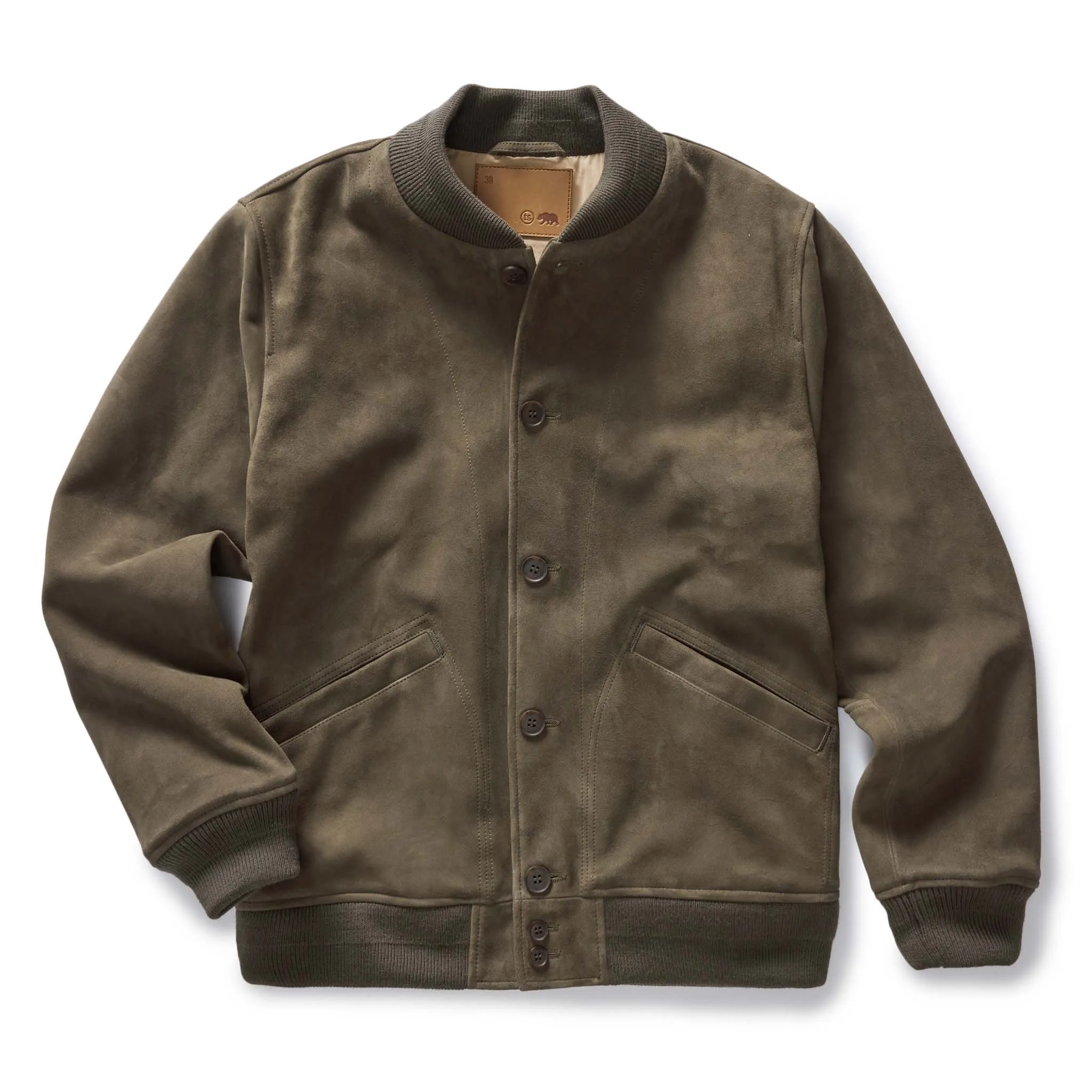 The Bomber Jacket in Army Suede sold by Taylor Stitch
