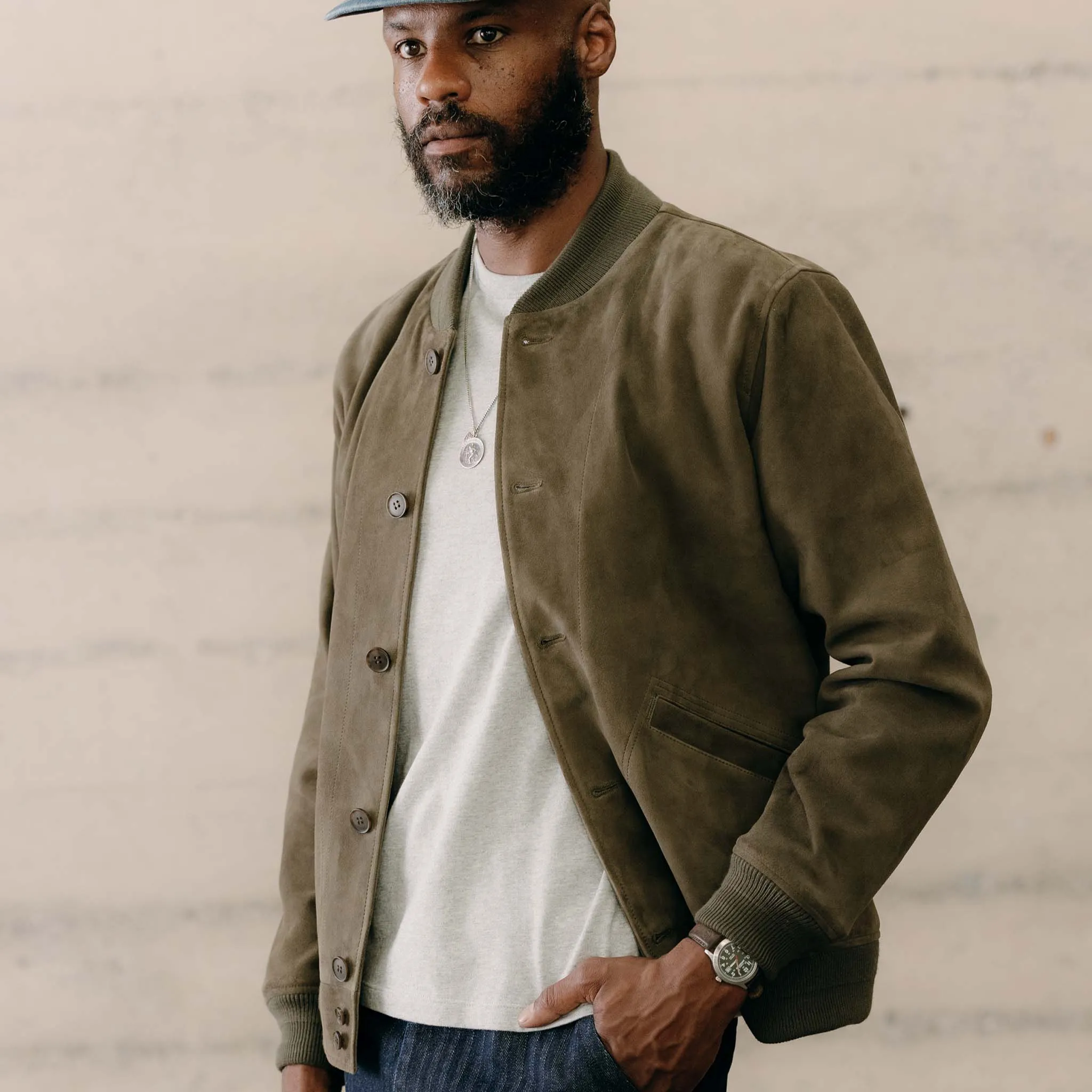The Bomber Jacket in Army Suede sold by Taylor Stitch product image thumbnail 5