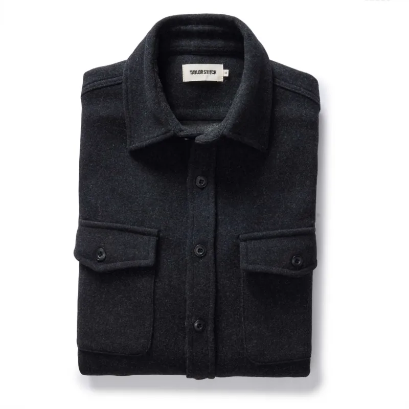 The Maritime Shirt Jacket in Heather Charcoal sold by Taylor Stitch