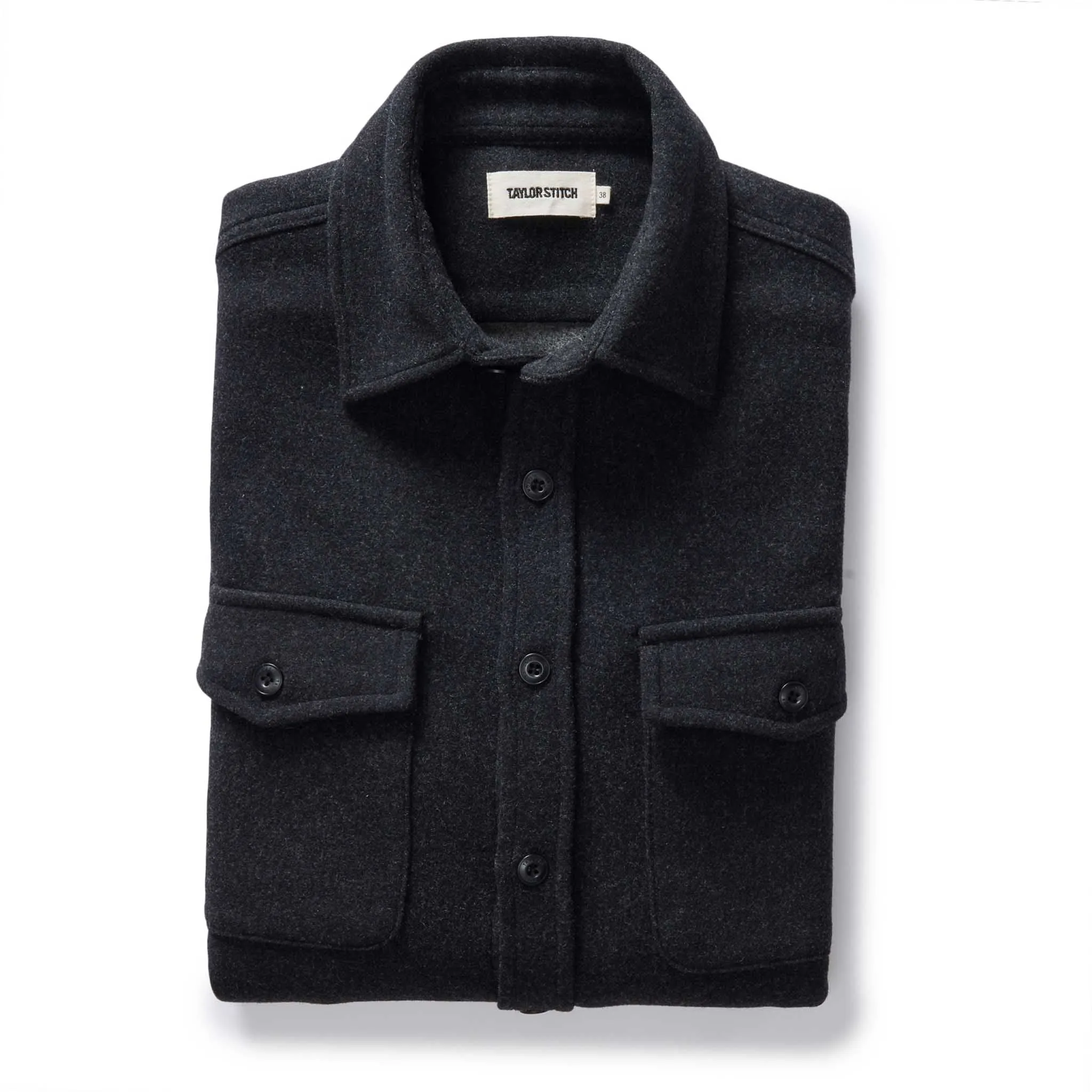 The Maritime Shirt Jacket in Heather Charcoal sold by Taylor Stitch