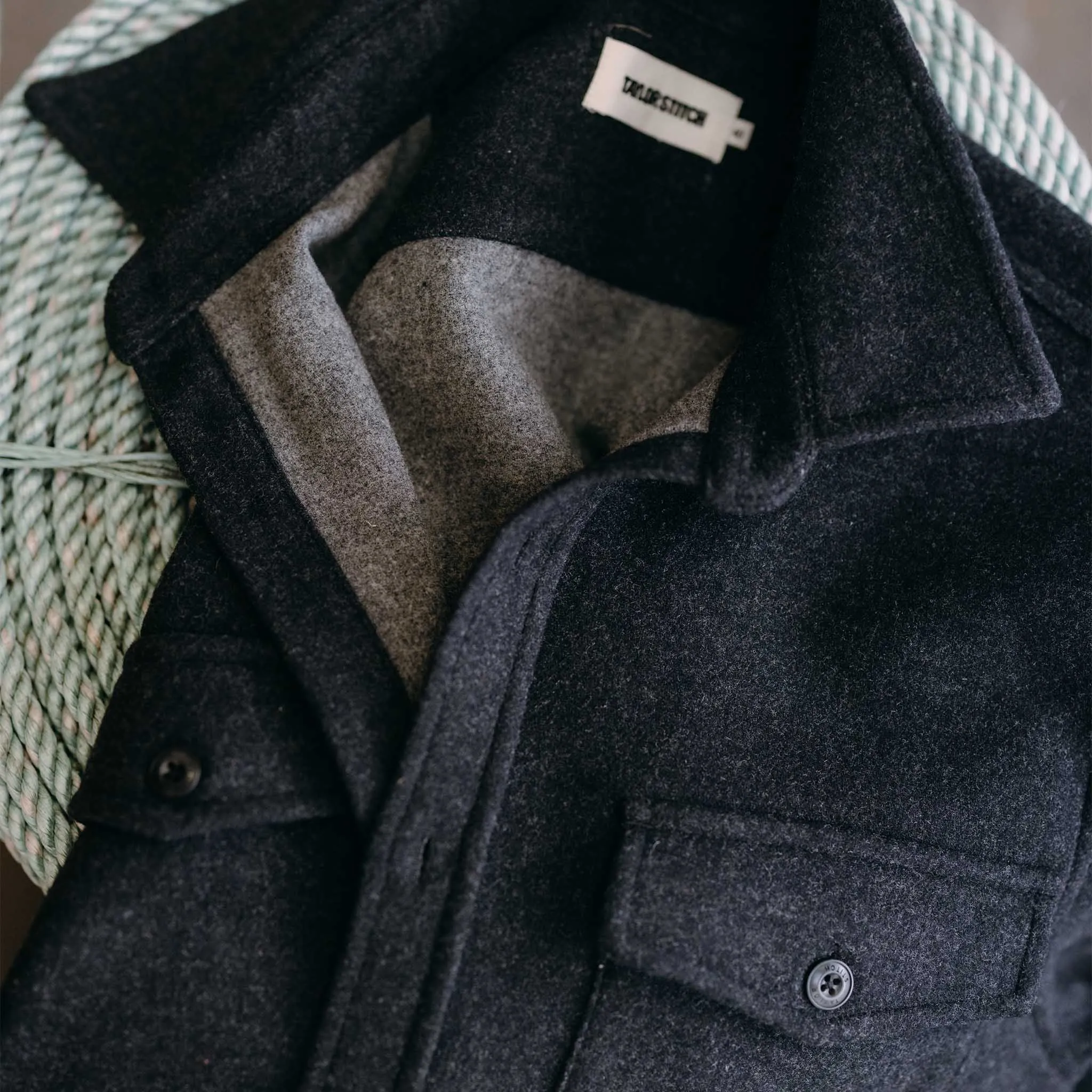 The Maritime Shirt Jacket in Heather Charcoal sold by Taylor Stitch product image thumbnail 5