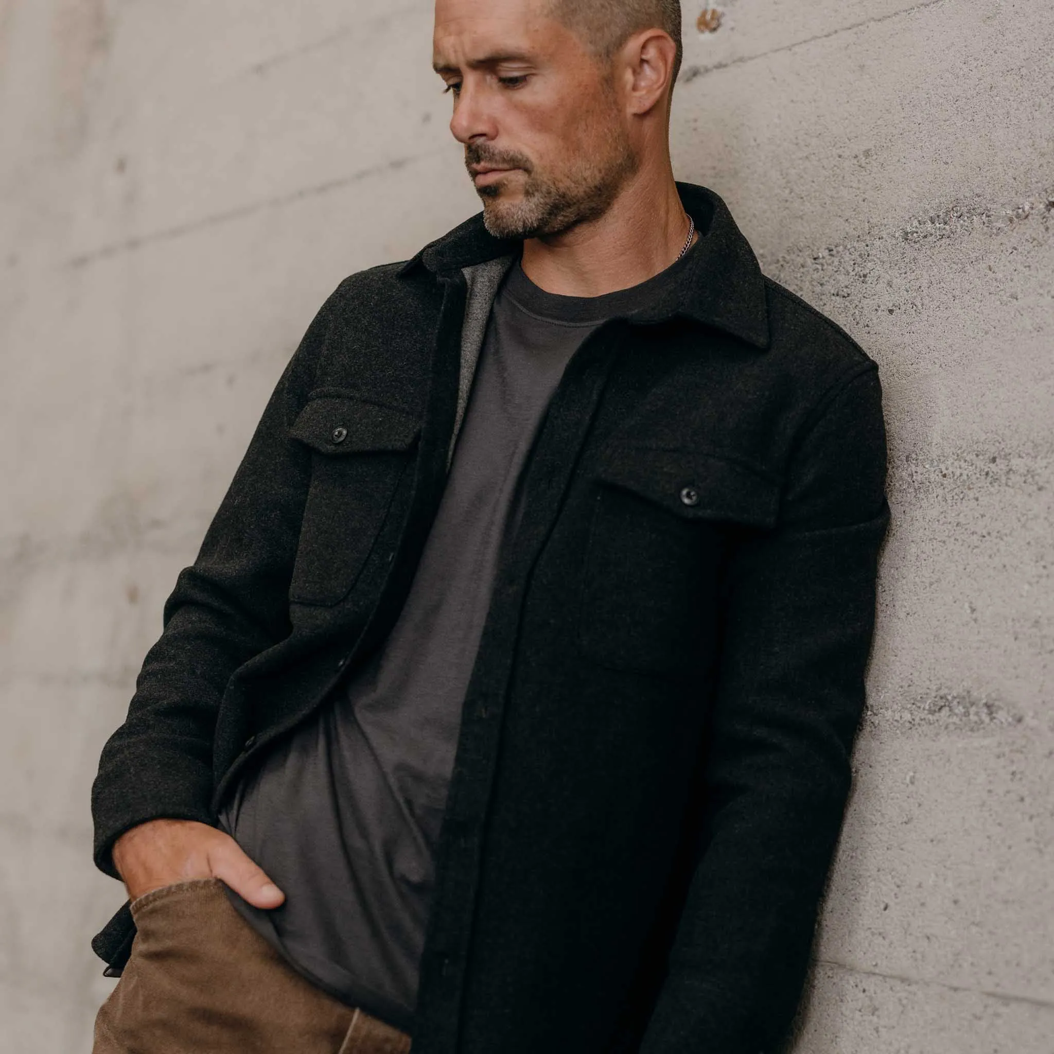 The Maritime Shirt Jacket in Heather Charcoal sold by Taylor Stitch product image thumbnail 2