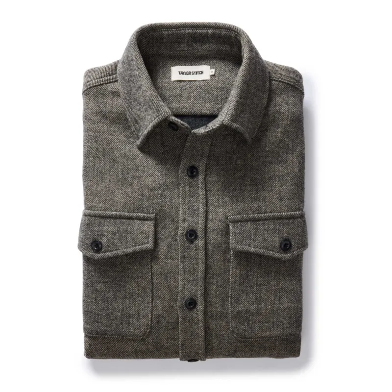 The Maritime Shirt Jacket in Ash Twill sold by Taylor Stitch