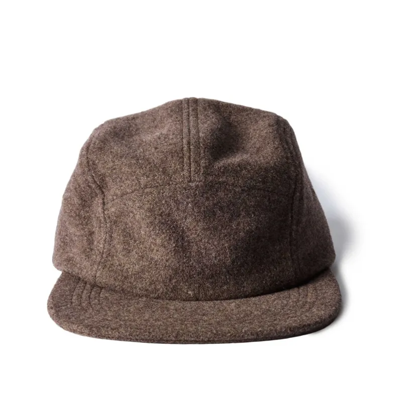 The 5-Panel Cap in Heather Sable Wool Blend sold by Taylor Stitch
