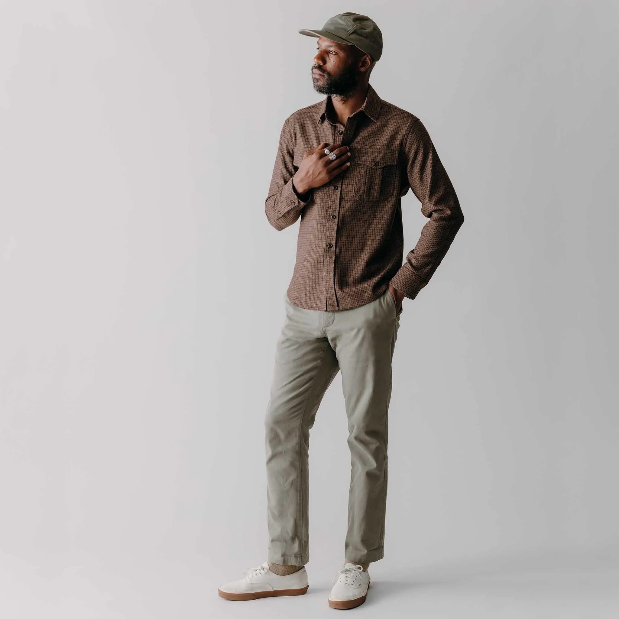 The Saddler Shirt in Burnt Caramel Check Wool sold by Taylor Stitch product image thumbnail 3