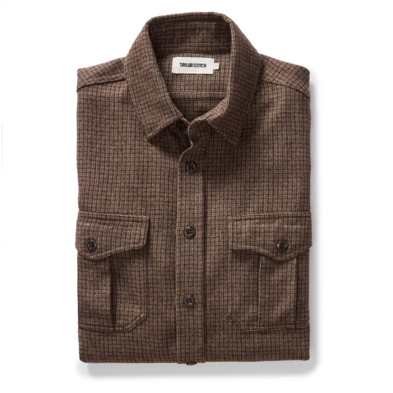 The Saddler Shirt in Burnt Caramel Check Wool sold by Taylor Stitch