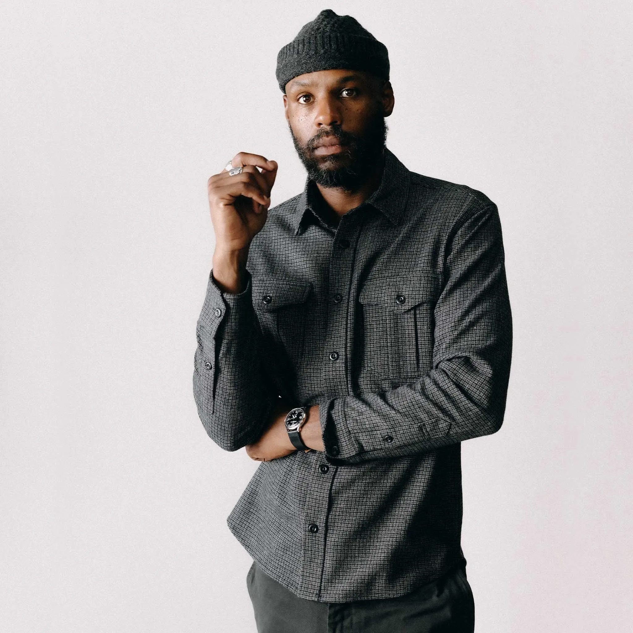 The Saddler Shirt in Ash Check Wool sold by Taylor Stitch product image thumbnail 2