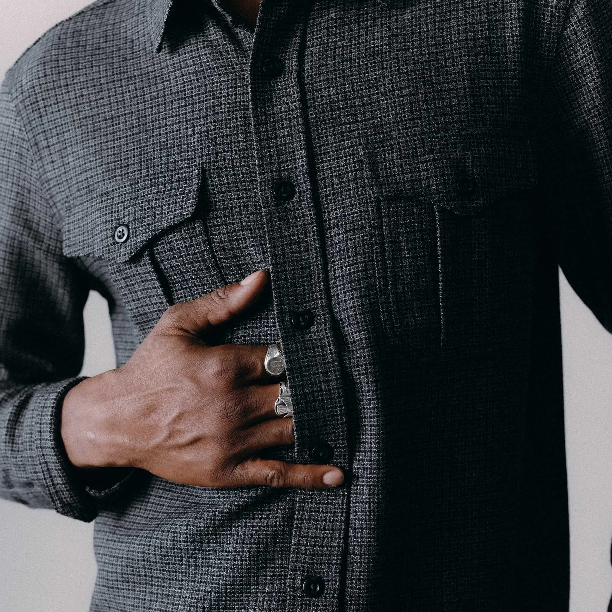 The Saddler Shirt in Ash Check Wool sold by Taylor Stitch product image thumbnail 5