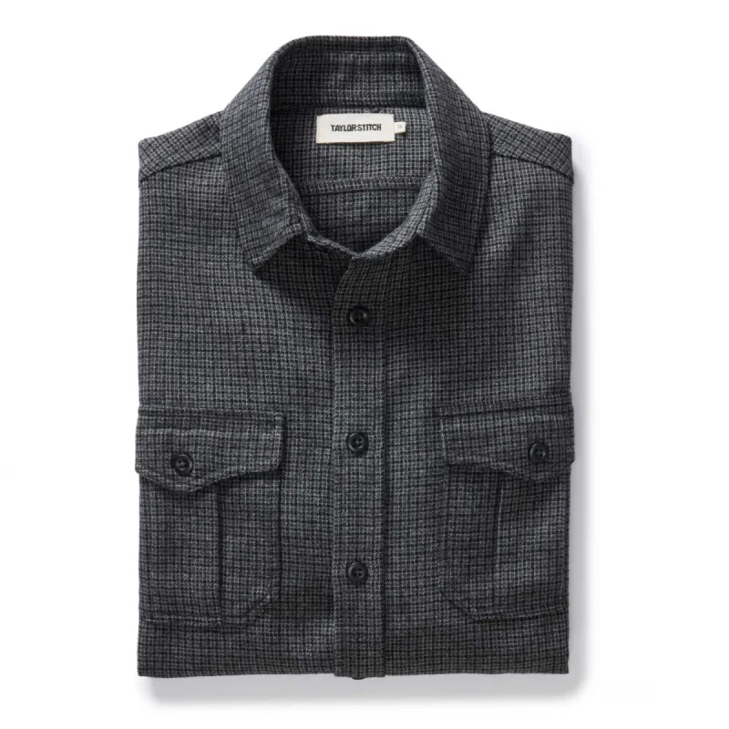 The Saddler Shirt in Ash Check Wool sold by Taylor Stitch