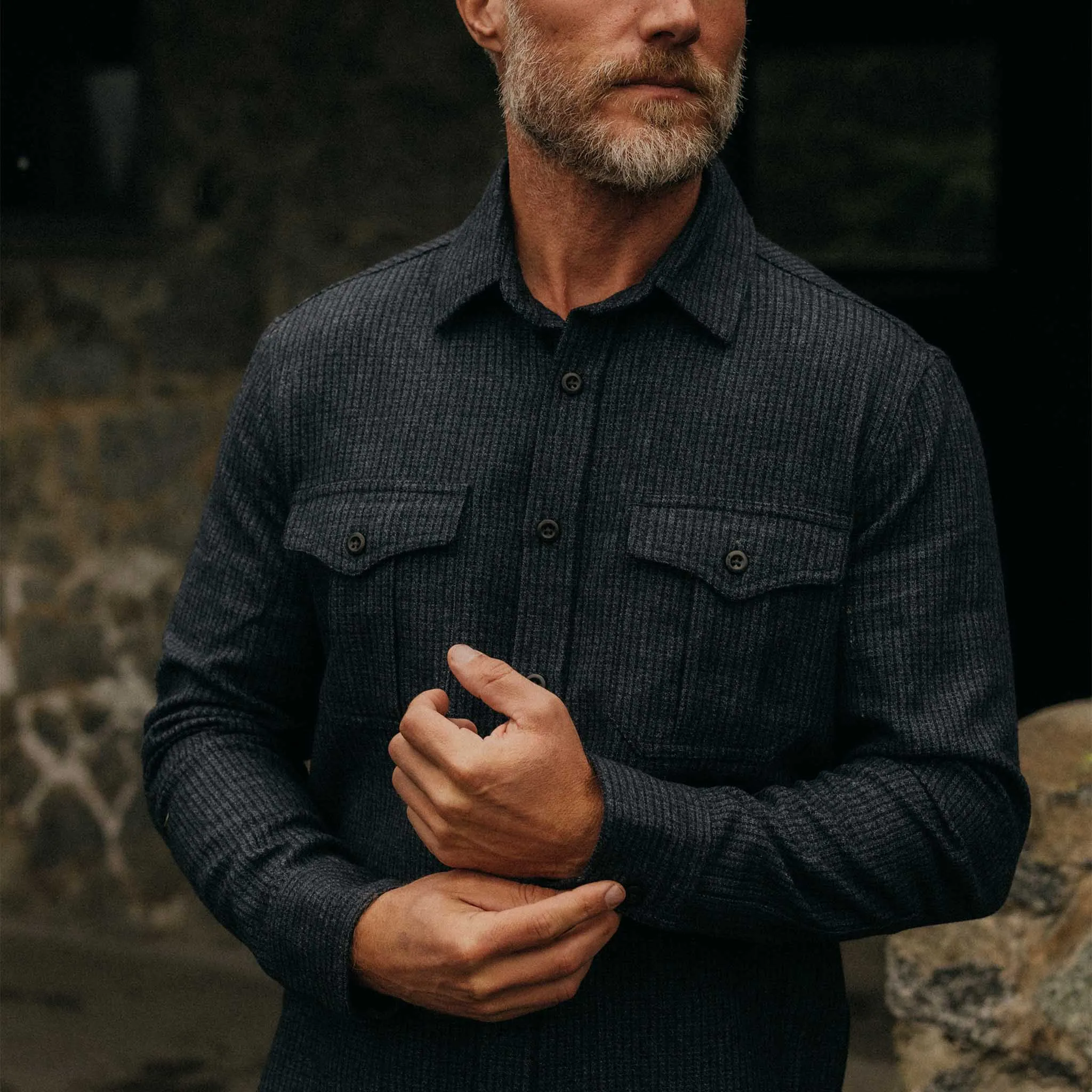 The Saddler Shirt in Midnight Check Wool sold by Taylor Stitch product image thumbnail 2
