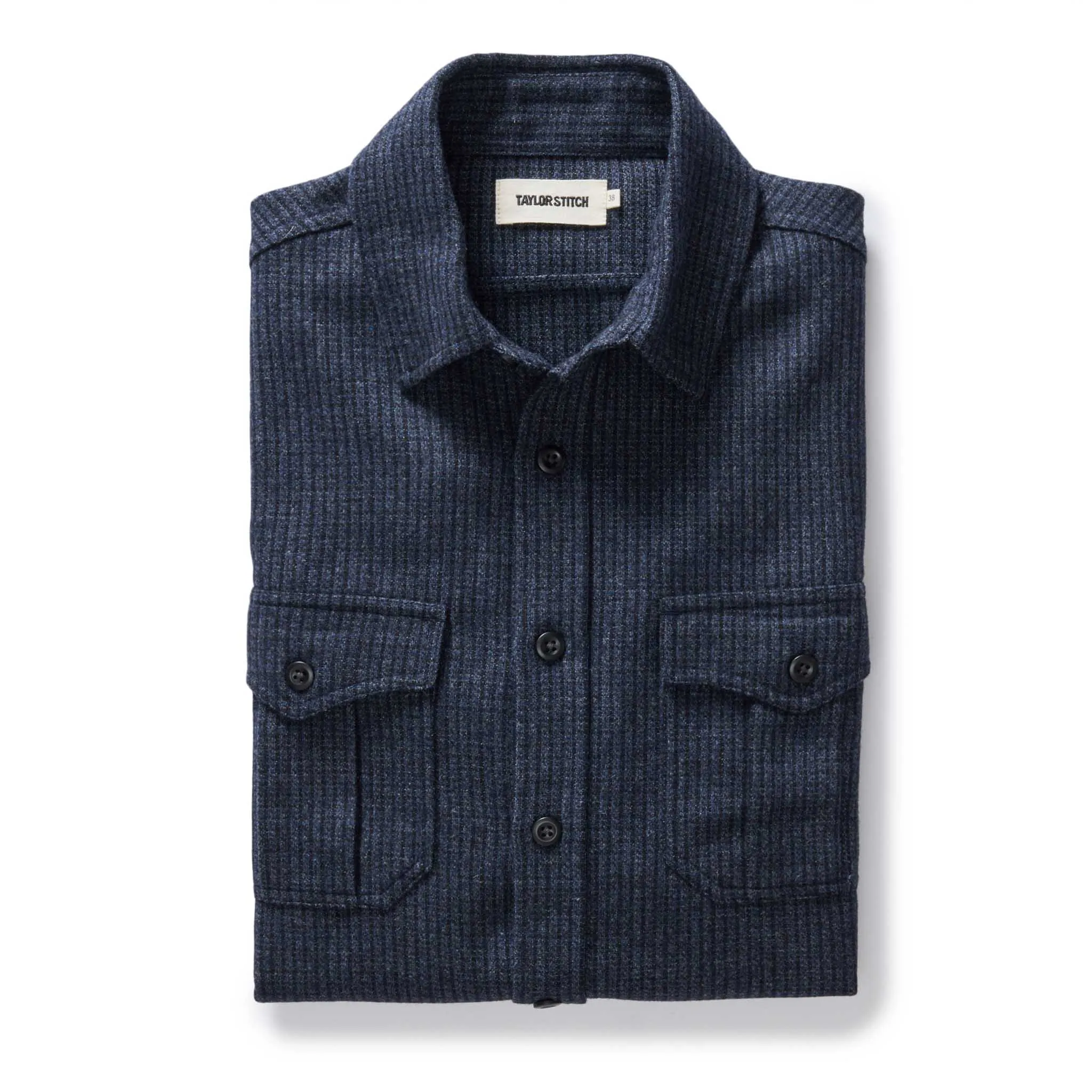 The Saddler Shirt in Midnight Check Wool sold by Taylor Stitch