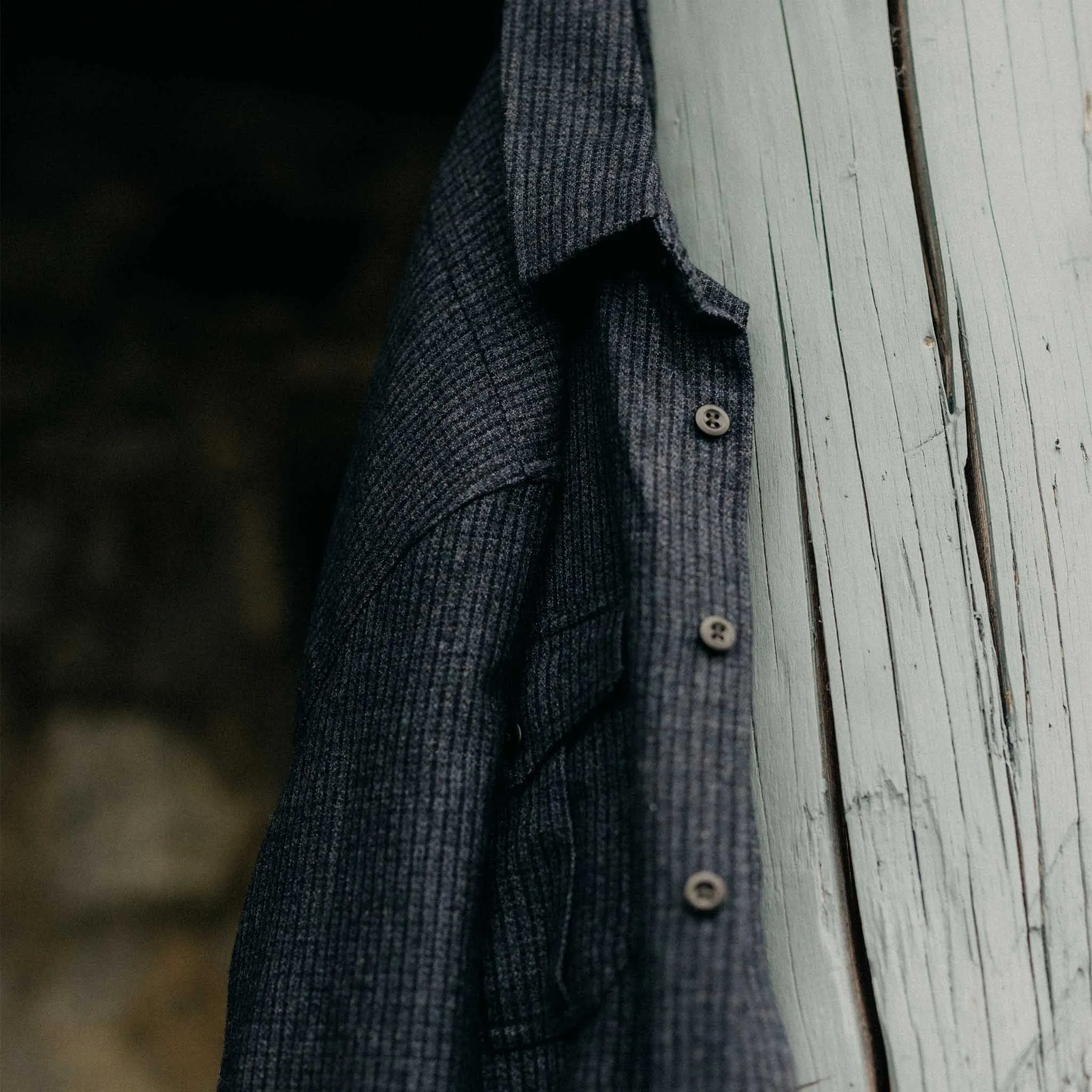 The Saddler Shirt in Midnight Check Wool sold by Taylor Stitch product image thumbnail 5