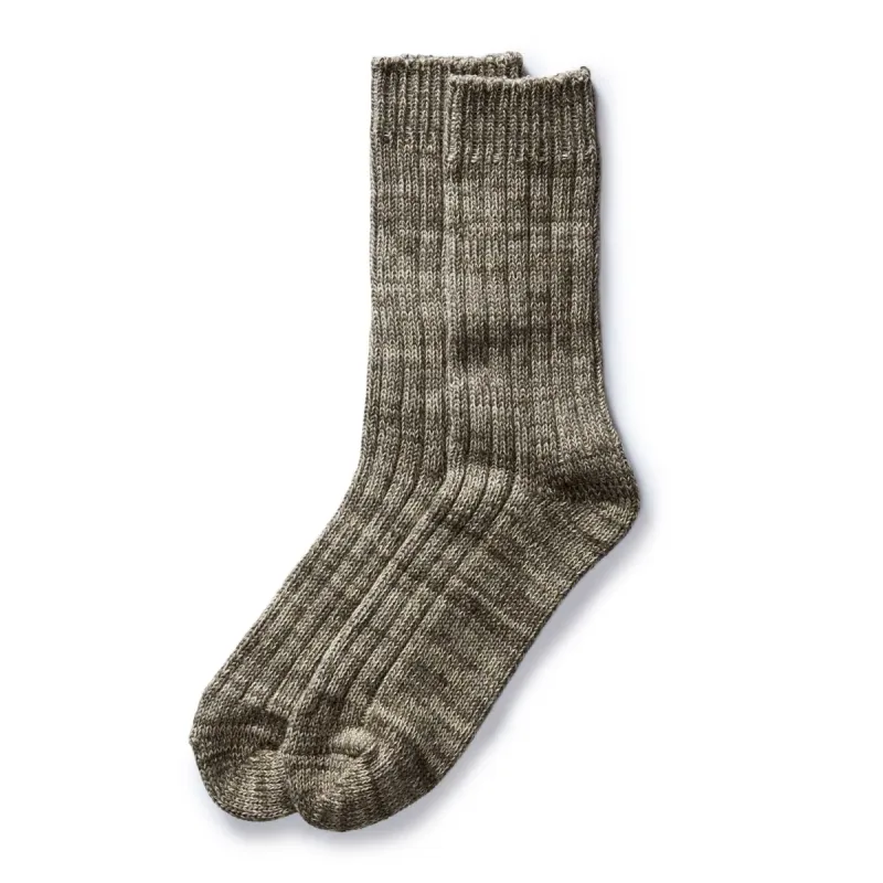 The Camp Sock in Marled Smoked Olive sold by Taylor Stitch
