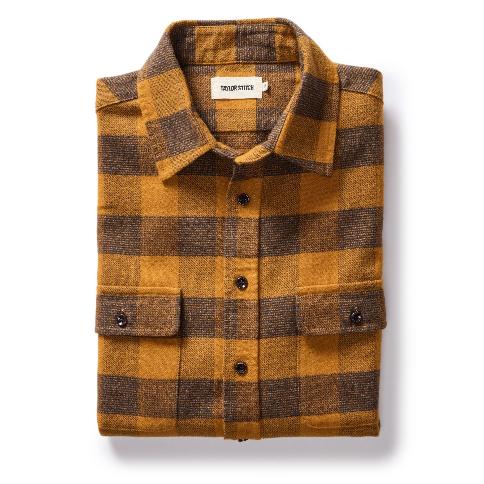 The Yosemite Shirt in Saffron Buffalo Check sold by Taylor Stitch