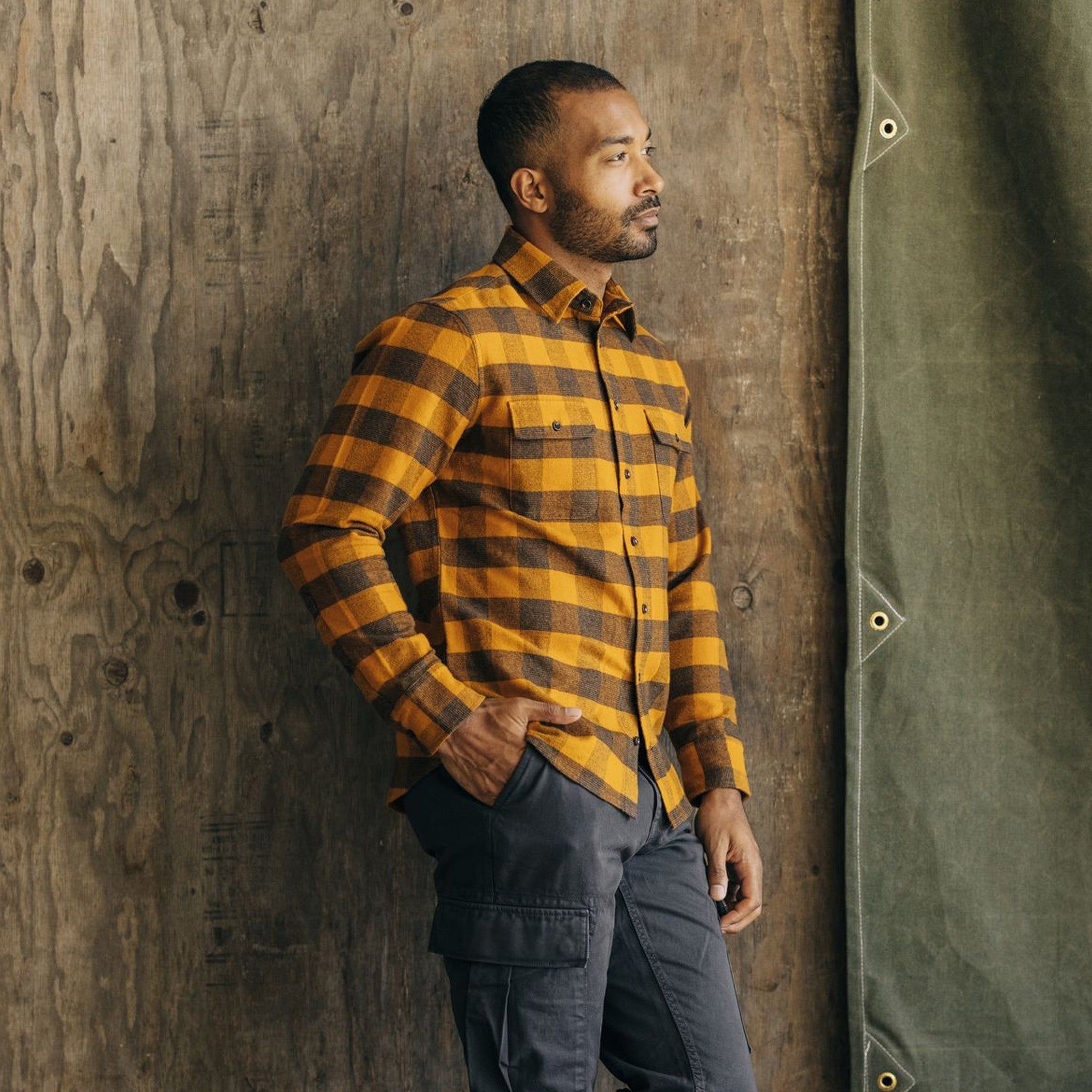 The Yosemite Shirt in Saffron Buffalo Check sold by Taylor Stitch product image thumbnail 2
