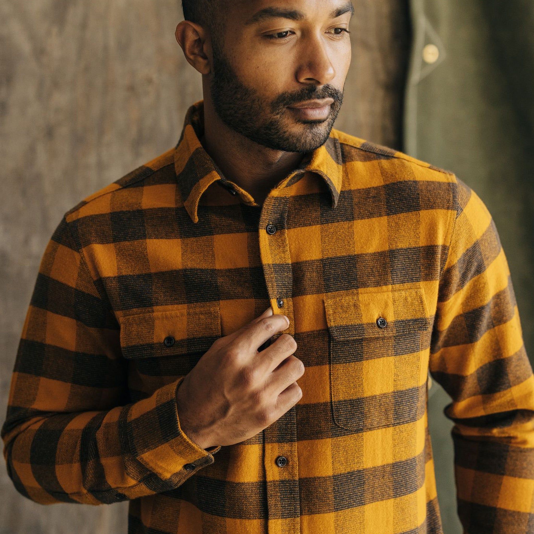 The Yosemite Shirt in Saffron Buffalo Check sold by Taylor Stitch product image thumbnail 3