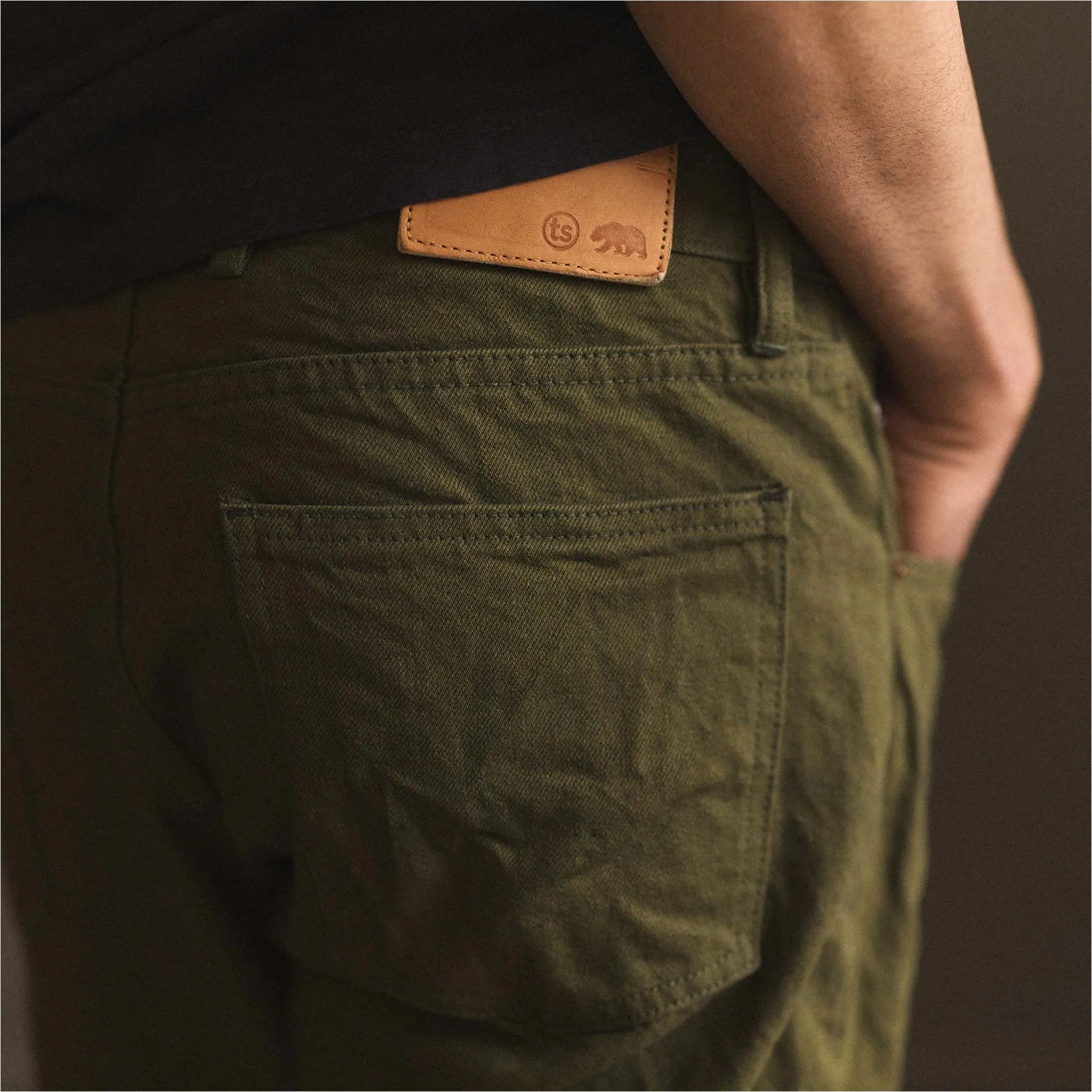 The Slim Jean in Olive Nihon Menpu Selvage sold by Taylor Stitch product image thumbnail 5