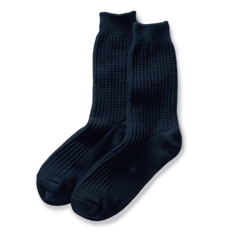 The Waffle Sock in Dark Navy sold by Taylor Stitch