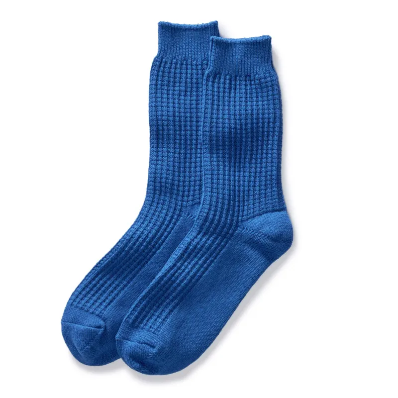 The Waffle Sock in Cobalt sold by Taylor Stitch